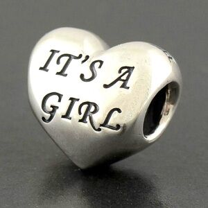 Pandora Sterling Silver It's A Girl Charm Bead - Pink Crystal 791280PCZ 925S ALE